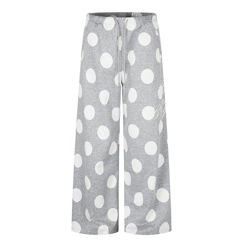 Women's Wide Palazzo Lounge Pants with Comfort Waistband and Dot Pattern Chichicherry