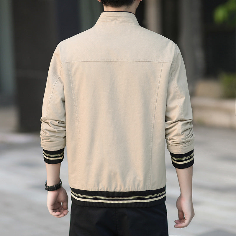 Men's sporty bomber jacket with stand-up collar, zipper and contrasting ribbed cuffs Chichicherry