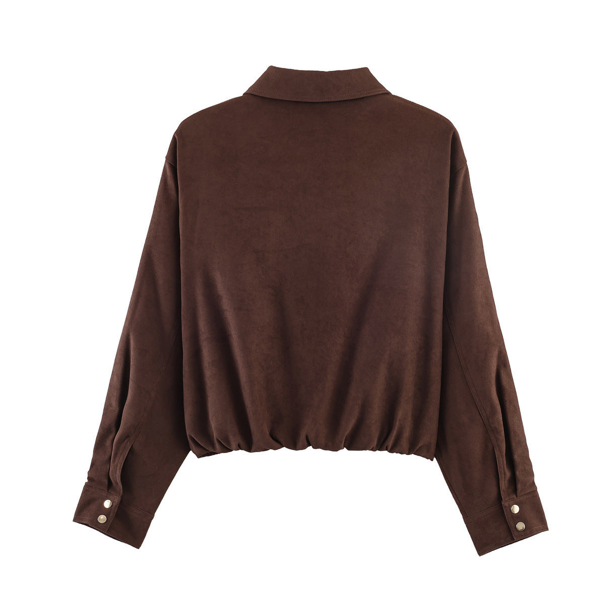 Women’s short-cut suede look bomber jacket with zipper, elastic hem and diagonal side pockets Chichicherry
