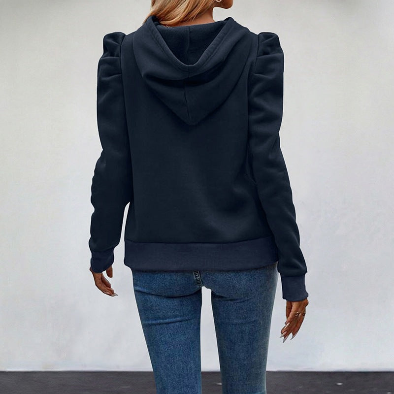 Women's hoodie with gathered puff sleeves and feminine shoulder section Chichicherry