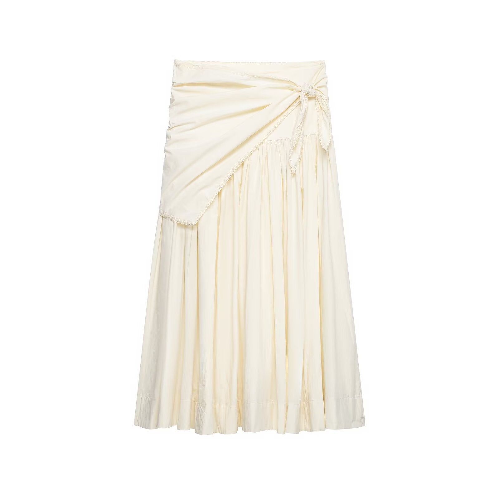 Ladies Maxi Skirt with Wrap Detail and Lace Trim Chichicherry