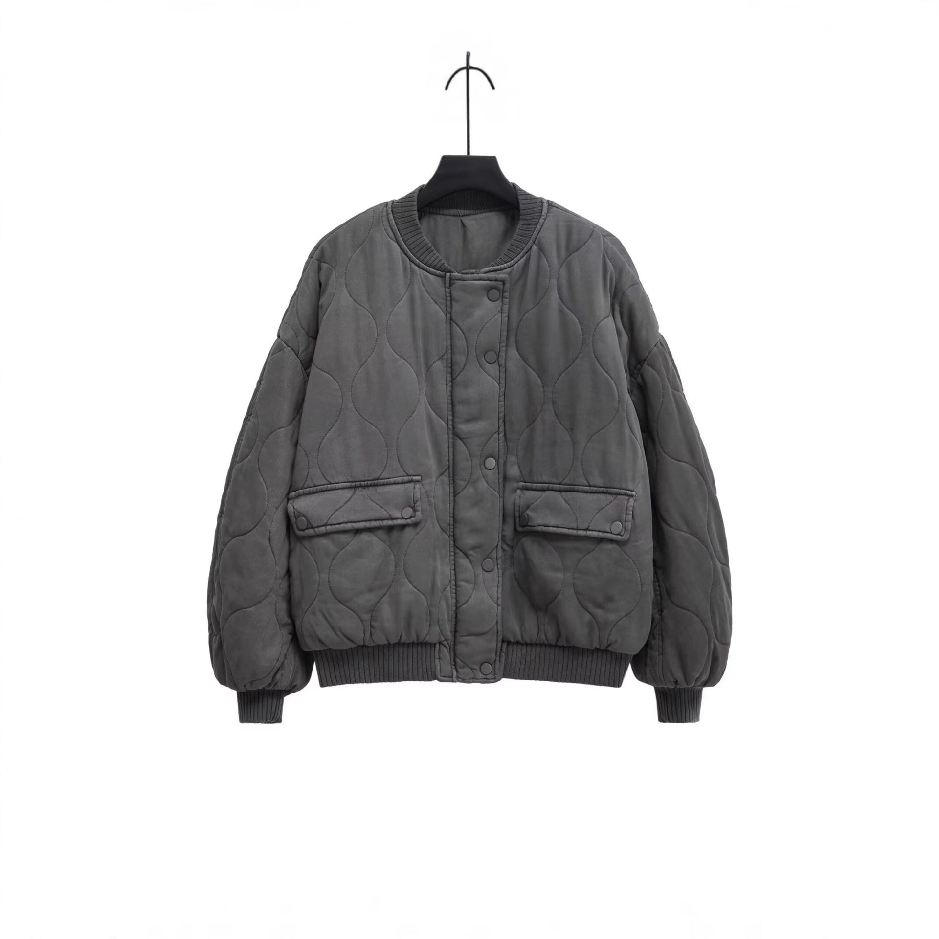 Women's Quilted Bomber Jacket with Organic Quilting and Snap Front Chichicherry