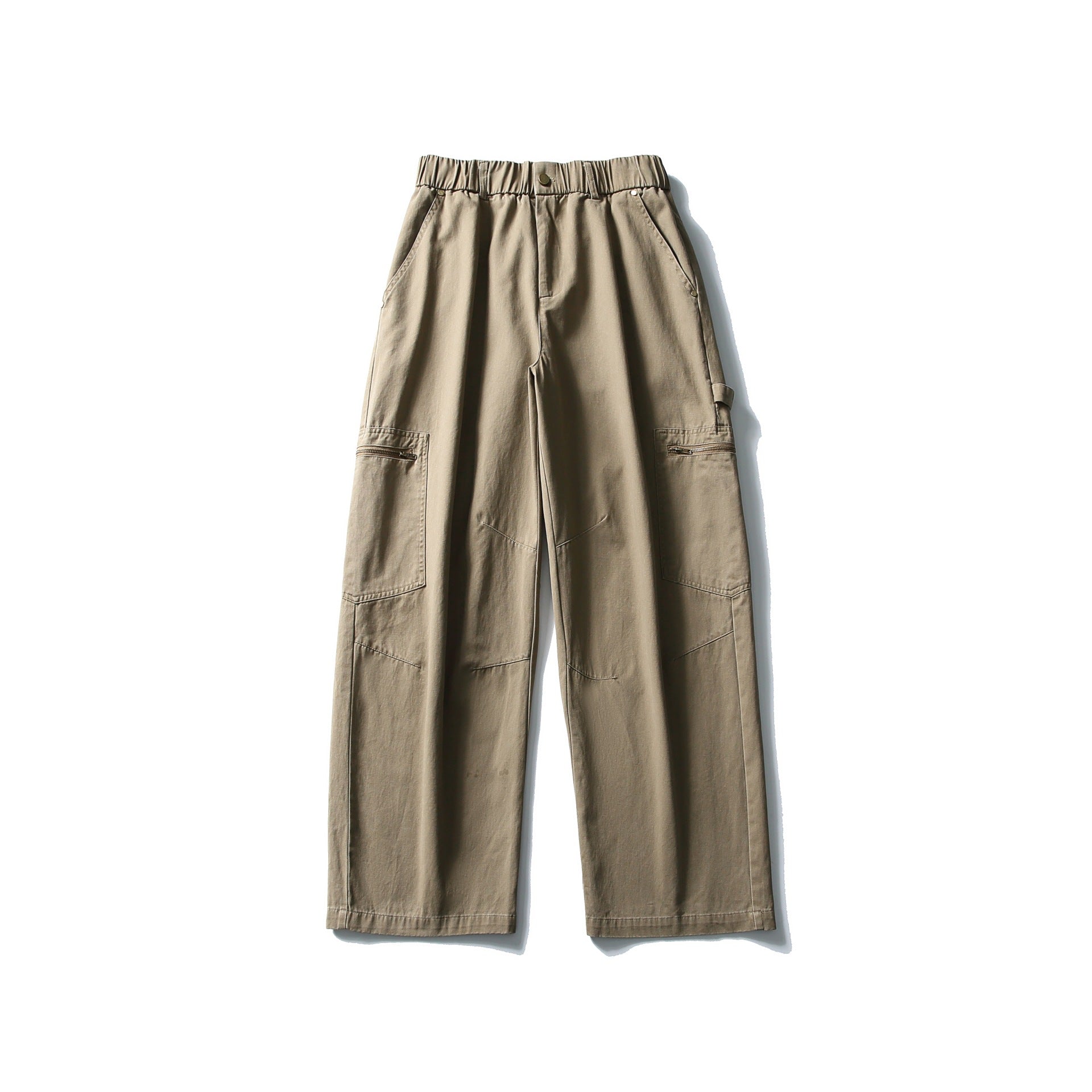 Women's Utility Cargo Pants with Wide Leg, High Elastic Waistband and Zipper Pockets Chichicherry