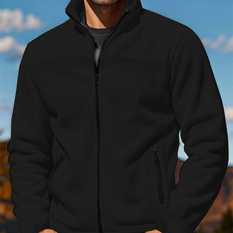 Men's fleece transitional jacket with stand-up collar, full zipper and zippered pockets Chichicherry