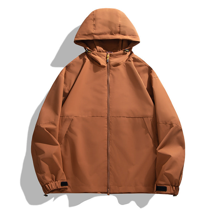Men's Lightweight Urban Softshell Hooded Jacket with Minimalist Seam Design and Concealed Zipper Chichicherry