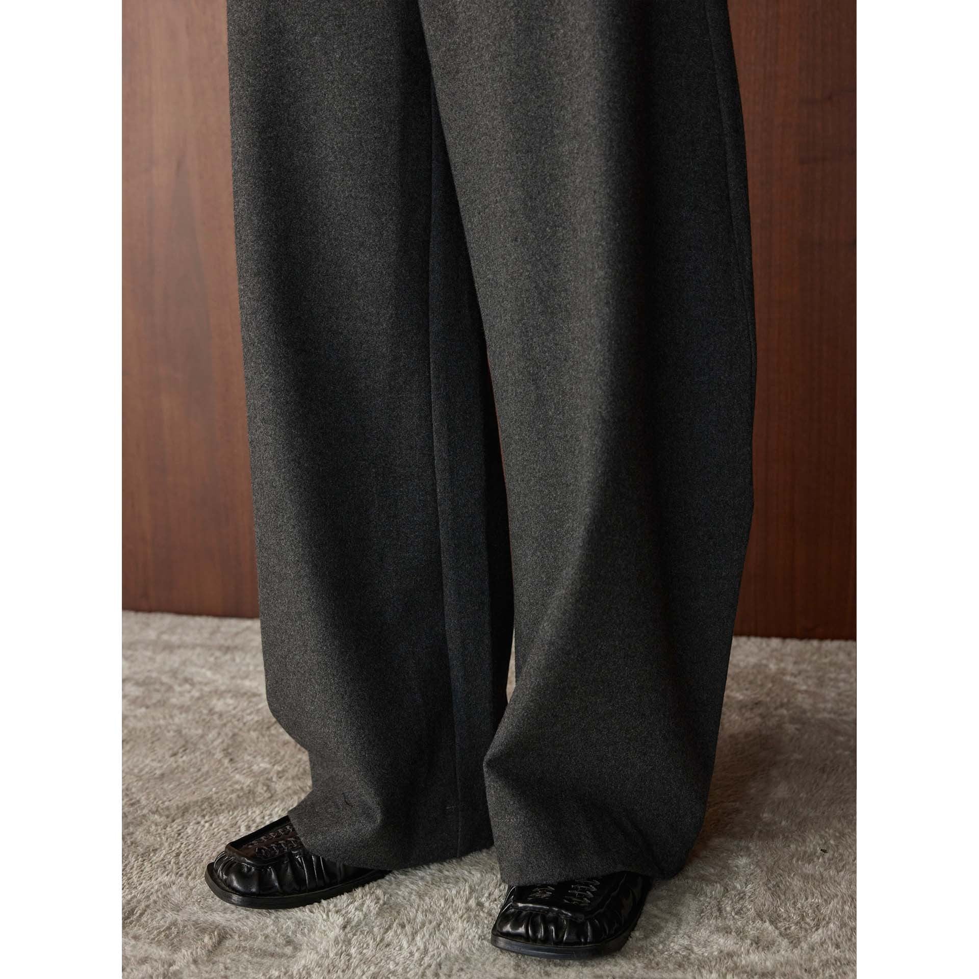 Women's high-waisted wool blend palazzo pants with wide leg and crease Chichicherry