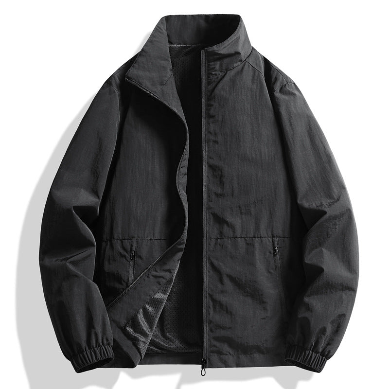 Men's lightweight breathable windbreaker with stand-up collar and perforated lining Chichicherry