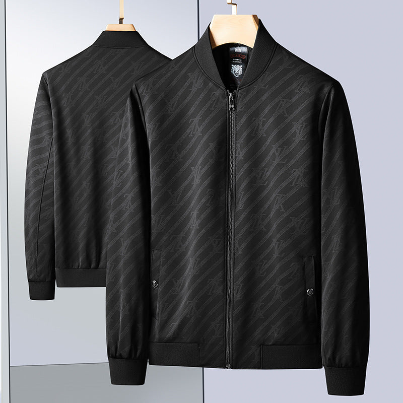 Men's Slim-Fit Jacquard Bomber Jacket with tonal pattern, zipper and ribbed cuffs Chichicherry