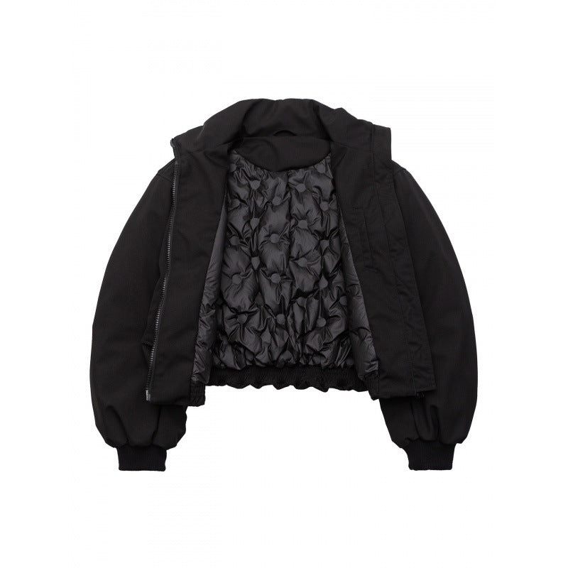 Unisex Boxy quilted bomber jacket with high stand-up collar and flap pockets Chichicherry