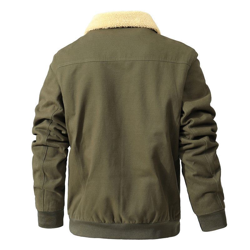 Men's Padded Bomber Jacket in Field Style with Teddy Lining and Flap Pockets Chichicherry