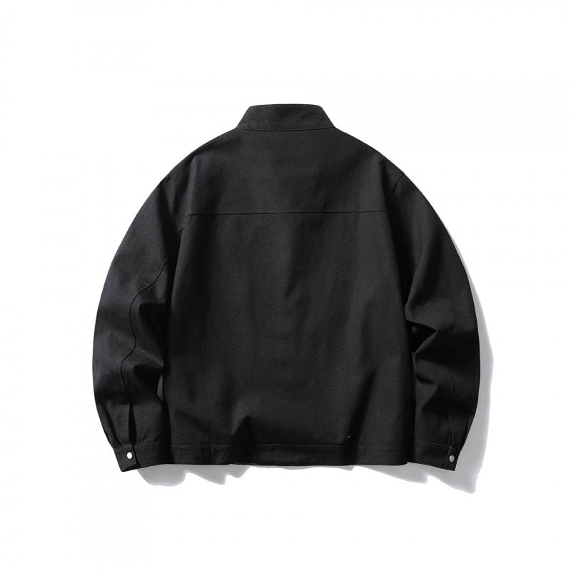 Men's lightweight cotton canvas jacket with stand-up collar and plaid lining Chichicherry