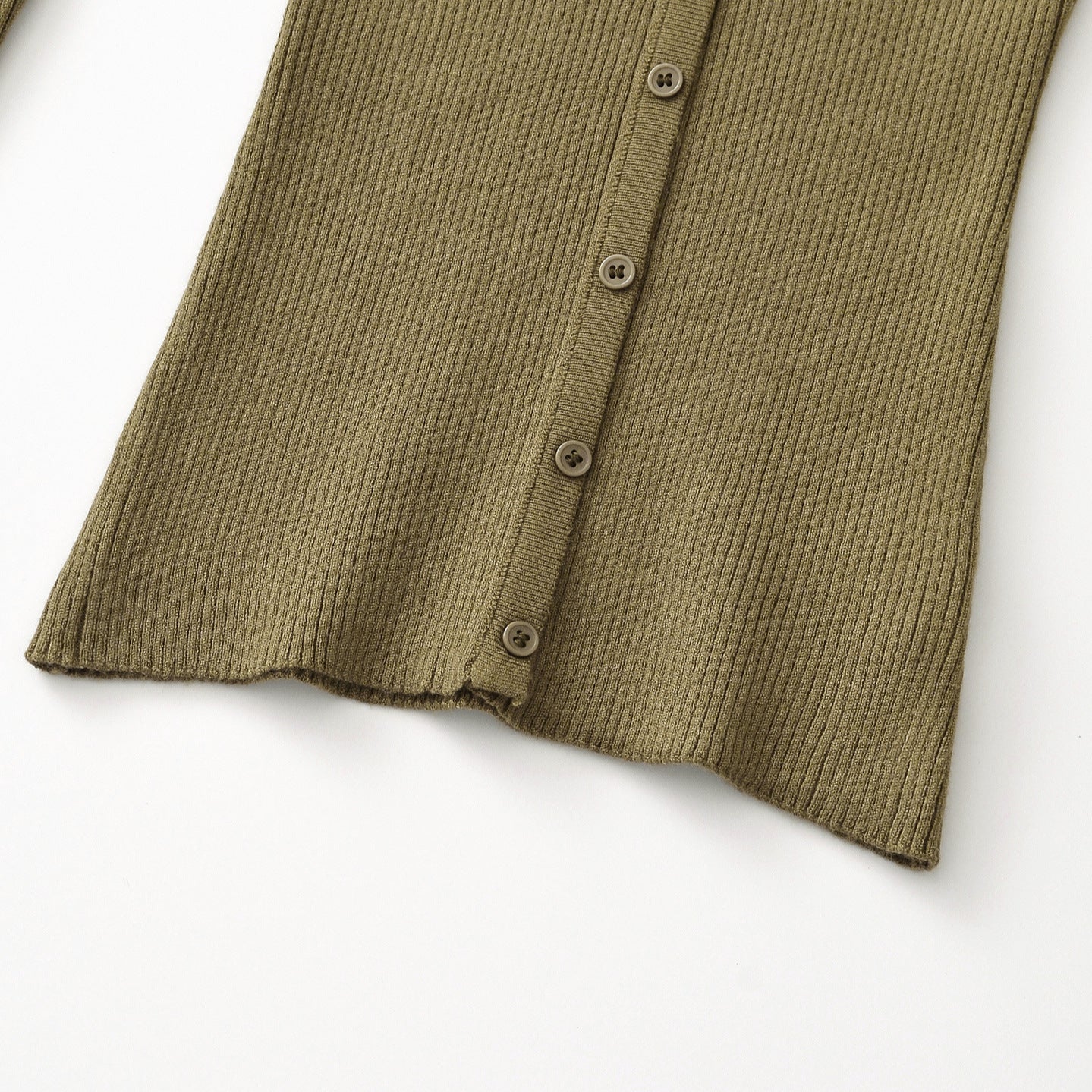 Women's Ribbed Fine Knit Cardigan with Deep V-Neck and Button Placket Chichicherry