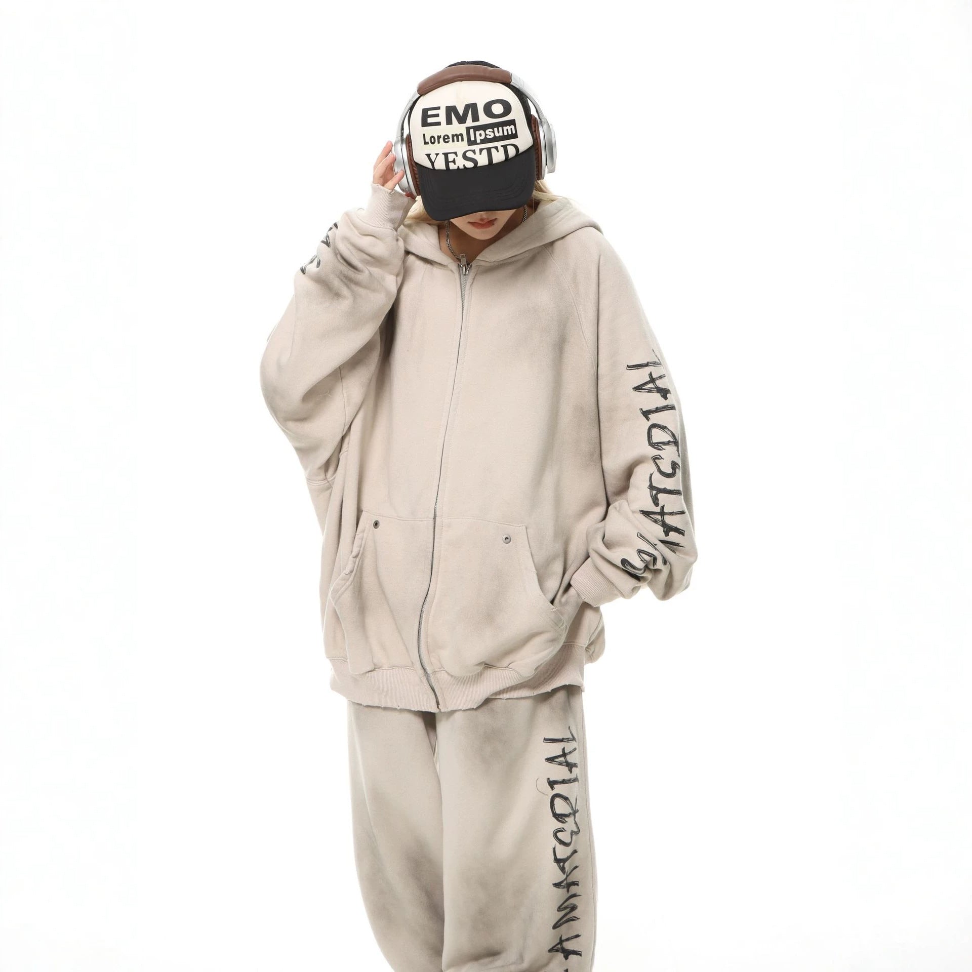 Unisex oversized hoodie with tie-dye wash and statement rear print Chichicherry