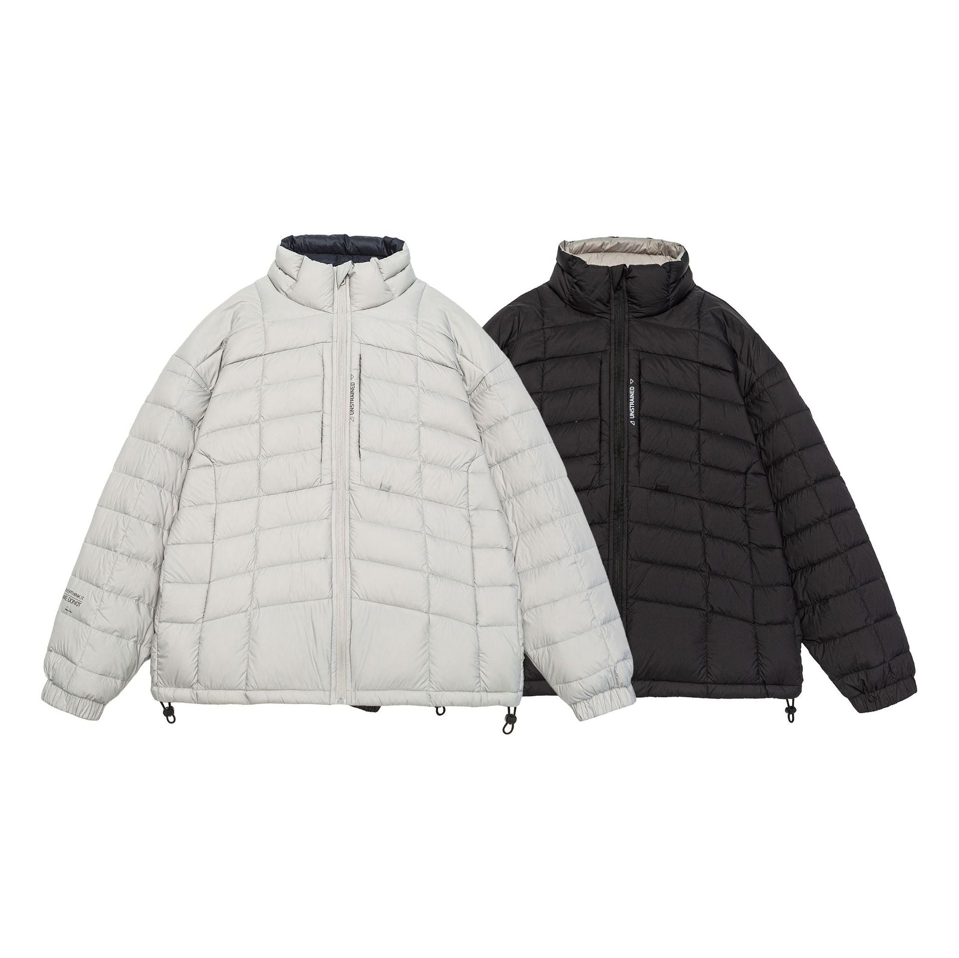 Men's short quilted insulation jacket with high stand-up collar and drawstring hem Chichicherry