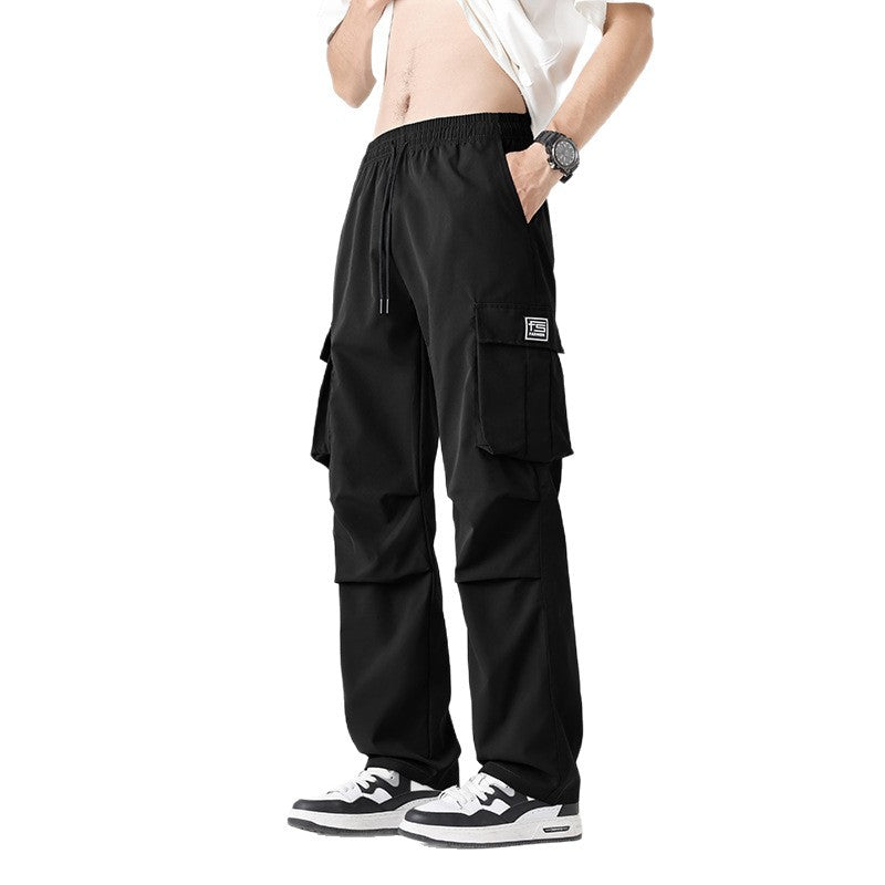 Men's Multifunctional Cargo Lounge Pants with Elastic Tunnel Drawstring, Multiple Pockets & Adjustable Leg Opening Chichicherry