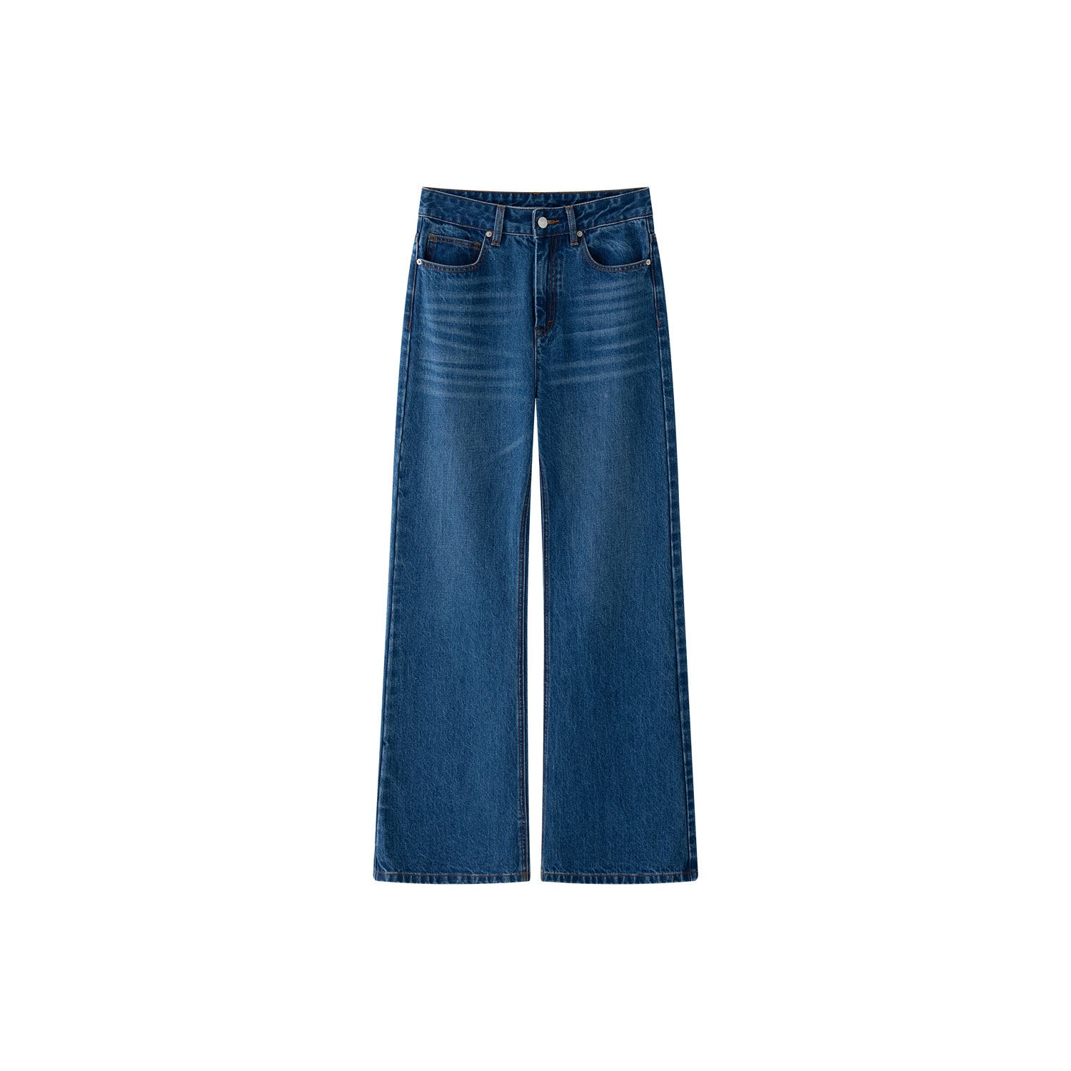 Women high-waisted jeans made of cotton denim in a relaxed straight cut with a used wash Chichicherry