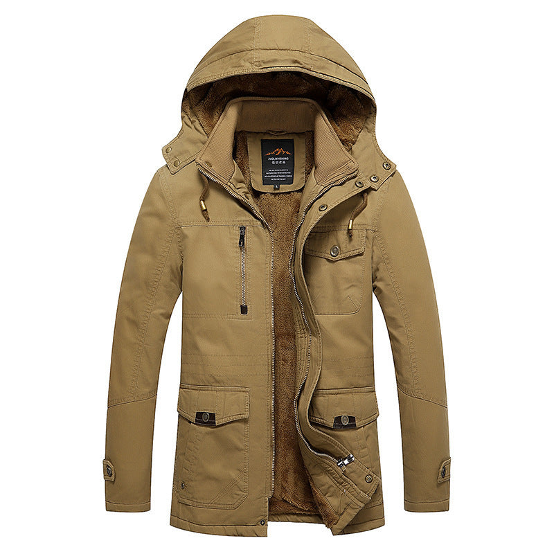 Men's insulated field parka with hood, cozy fleece lining and multifunctional pockets Chichicherry