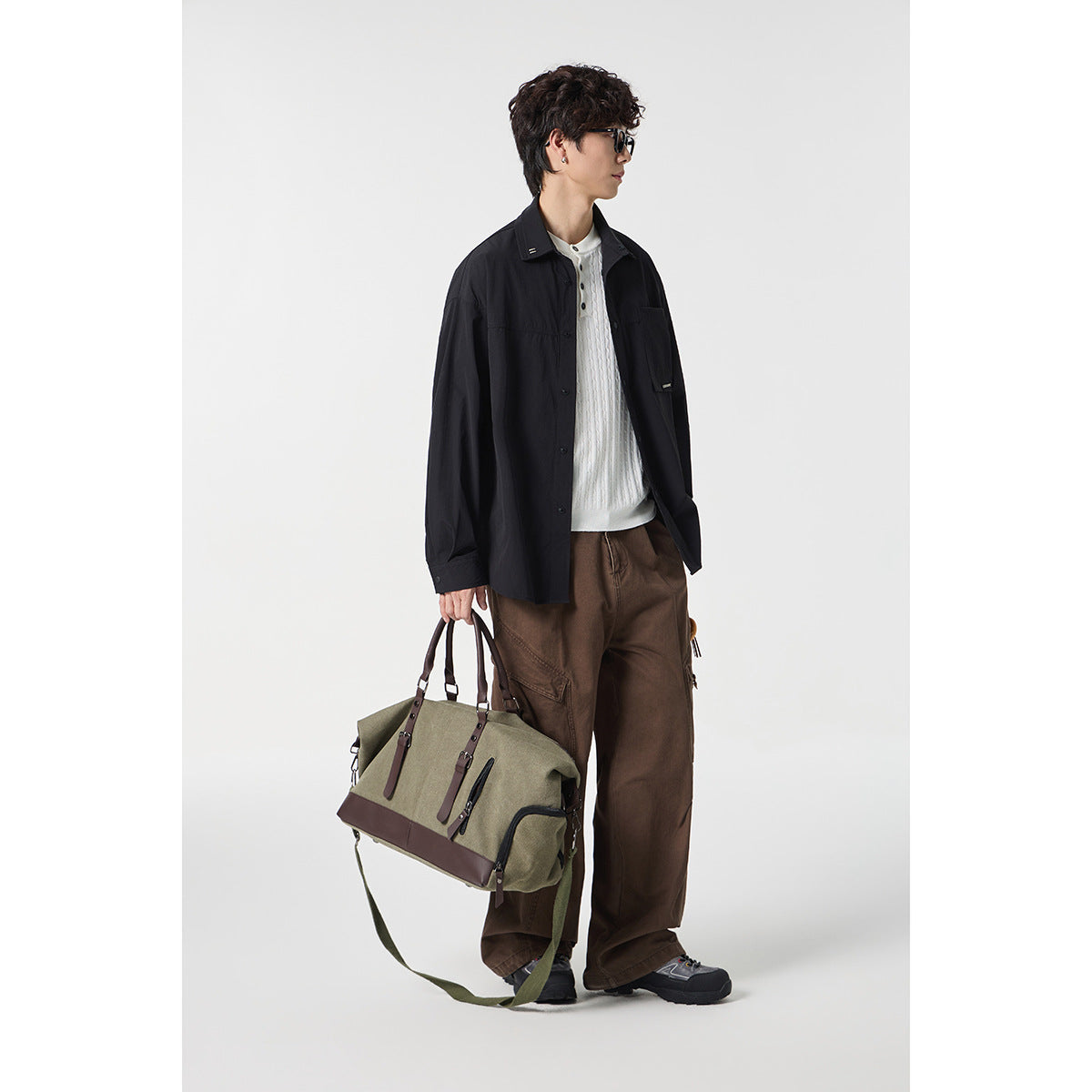 Unisex Oversize Shirt with technical material, breast flap and rounded hem Chichicherry
