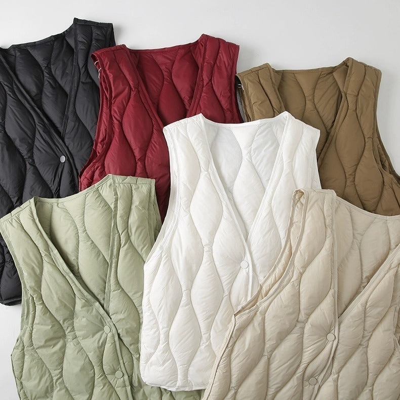Women Long Quilted Thermal Vest with Ergonomic Wave Quilting Chichicherry