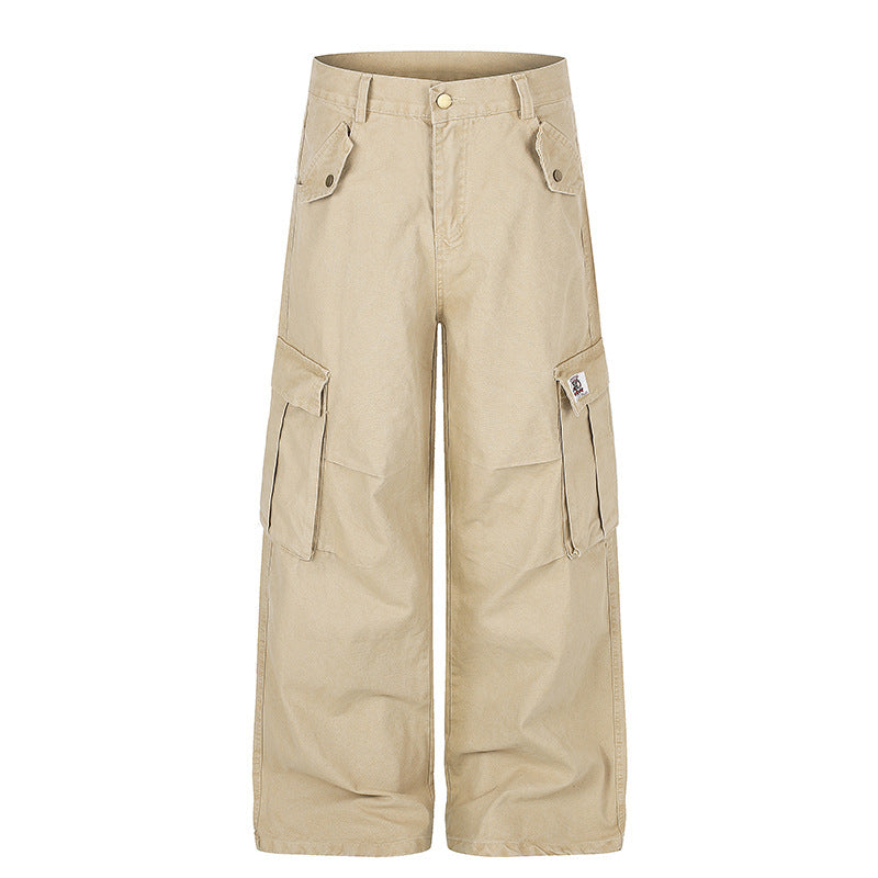 Women Wide High-Waist Cargo Pants with Large Flap Pockets and Utility Details Chichicherry