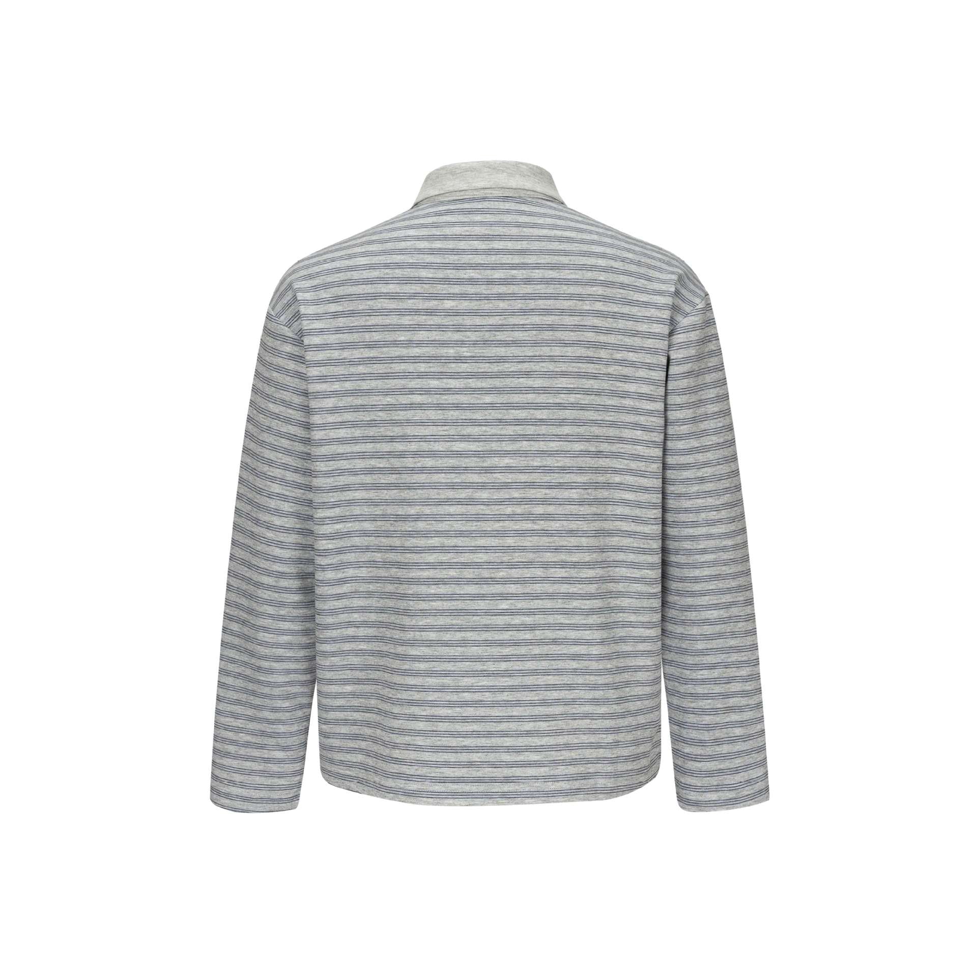 Men's long-sleeve polo shirt in relaxed fit with fine stripe knit Chichicherry
