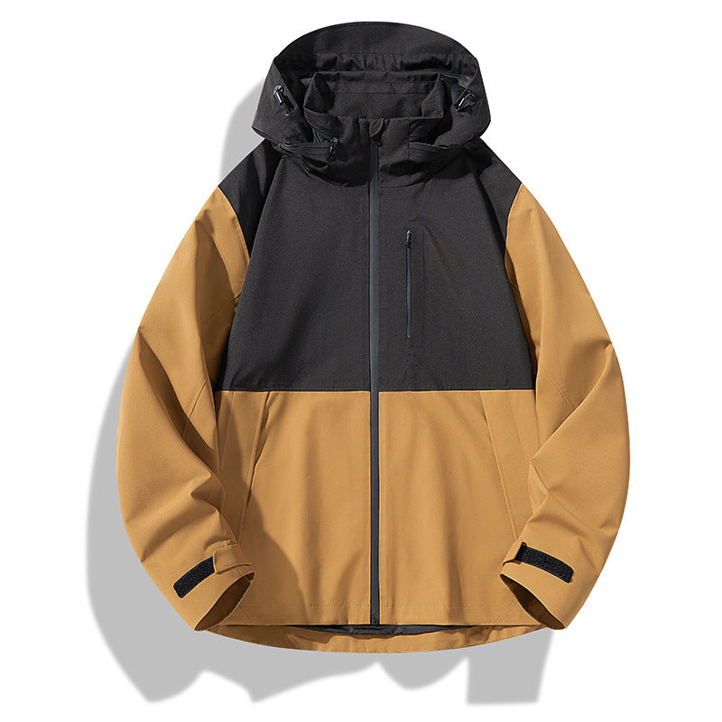 Men's Two-Layer Waterproof Outdoor Jacket with Hood, Welded Zippers and Contrast Panels Chichicherry