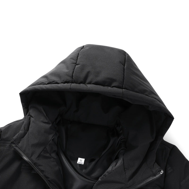 Men's Padded Quilted Jacket with Hood and Geometric Quilting Chichicherry