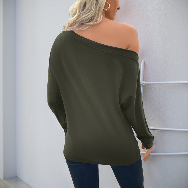 Women's Off-Shoulder Long Sleeve Shirt made of soft viscose jersey with dropped shoulder Chichicherry