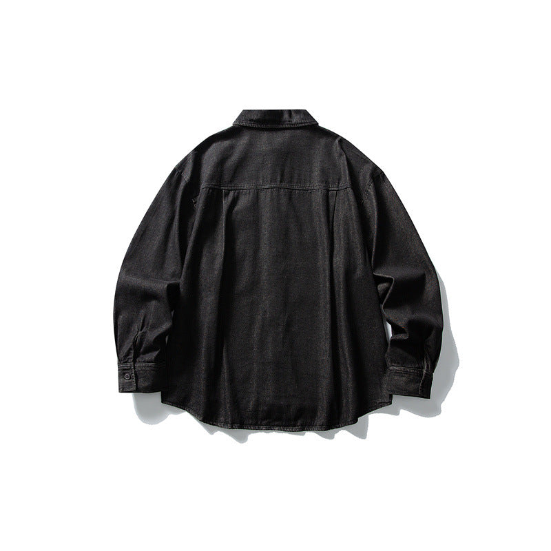 Men's Oversized Denim Jacket with Traditional Knot Buttons Chichicherry