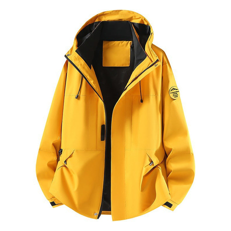 Men's Technical Softshell Hooded Jacket with concealed front zipper and multifunction pockets Chichicherry