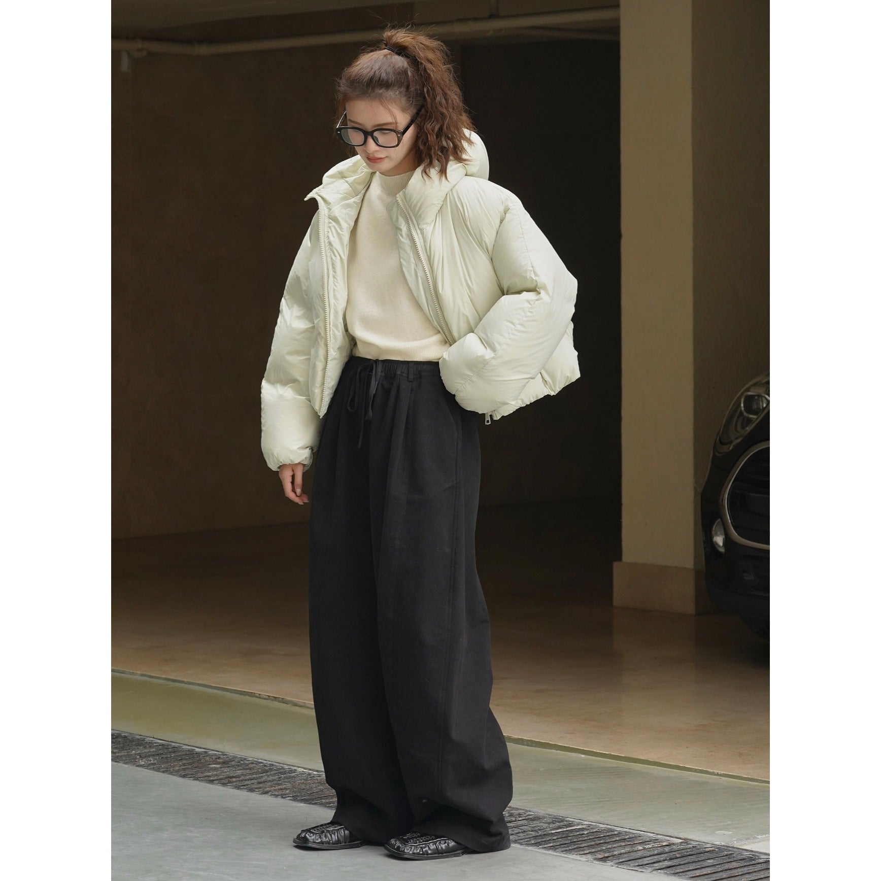 Women Extra Wide High-Waist Culotte Baggy Trousers with Drawstring and Soft Drape Chichicherry