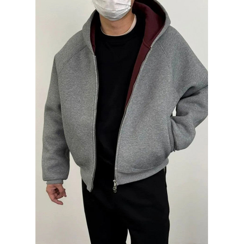 Men's Oversized Hooded Sweat Jacket made of heavy French Terry with Two-Way Zipper Chichicherry