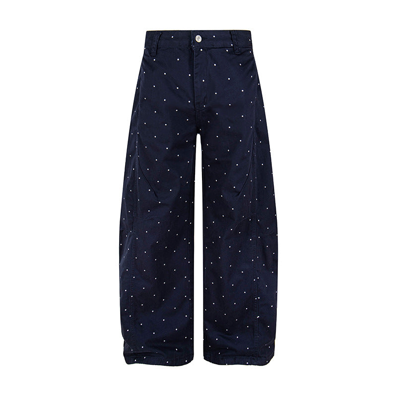 Women's High-Waist Palazzo Pants in Culotte Style with Wide Leg and Subtle Dot Pattern Chichicherry