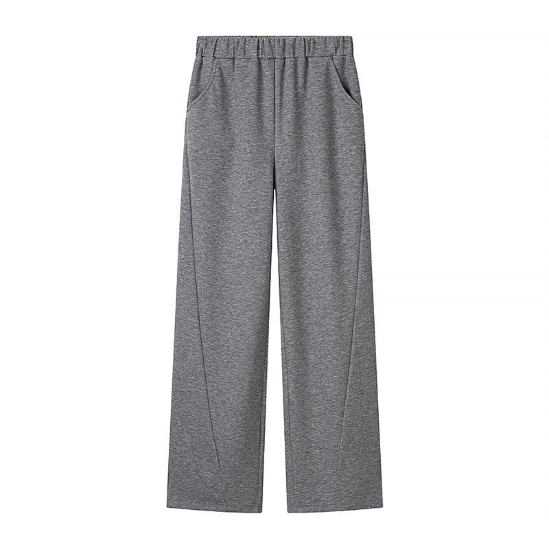Women's Two-Piece Lounge Set made of Soft Sweat with Round Neck and Wide Cuffed Pants Chichicherry