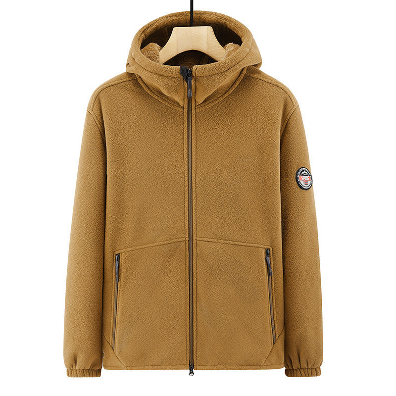 Men's fleece hoodie jacket with teddy lining, two-way zipper and concealed zip pockets Chichicherry