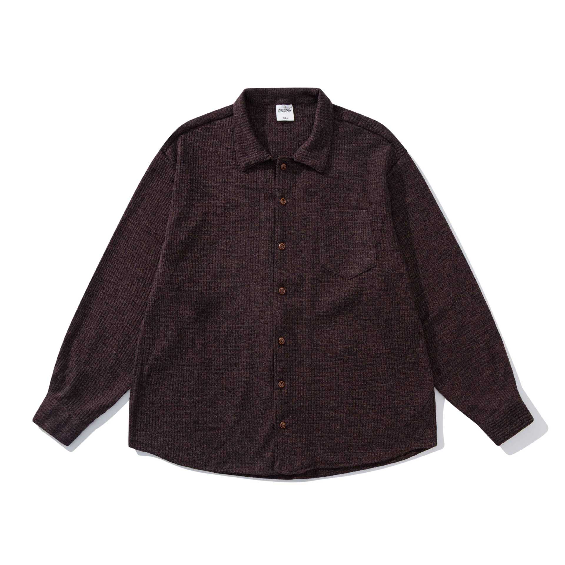 Unisex structured knit shirt jacket with Kent collar and applied chest pocket Chichicherry