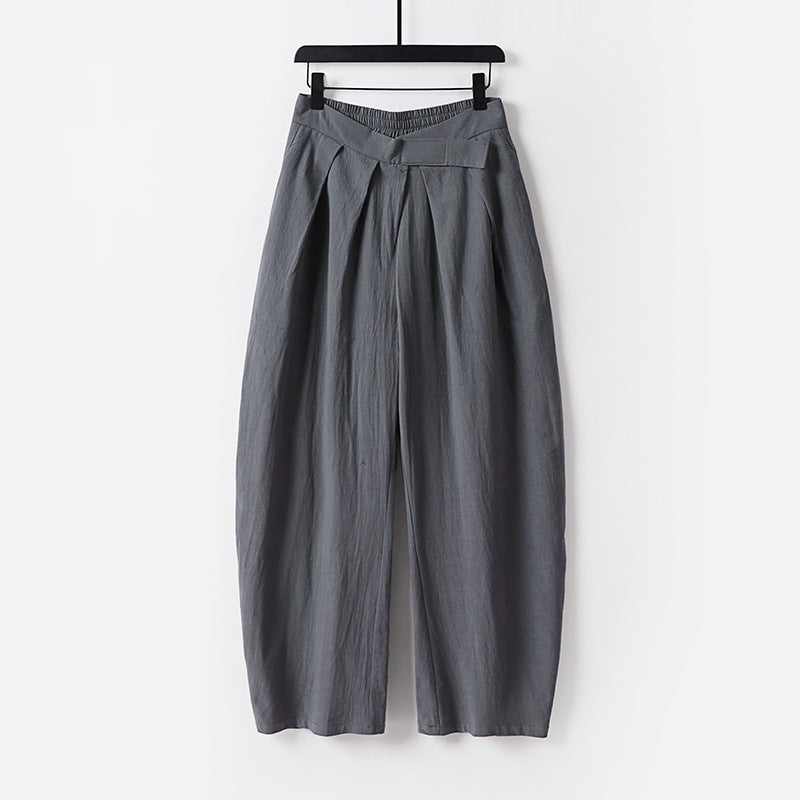 Women's High-Rise Culotte Pants with Pleats and Elastic Waistband Chichicherry