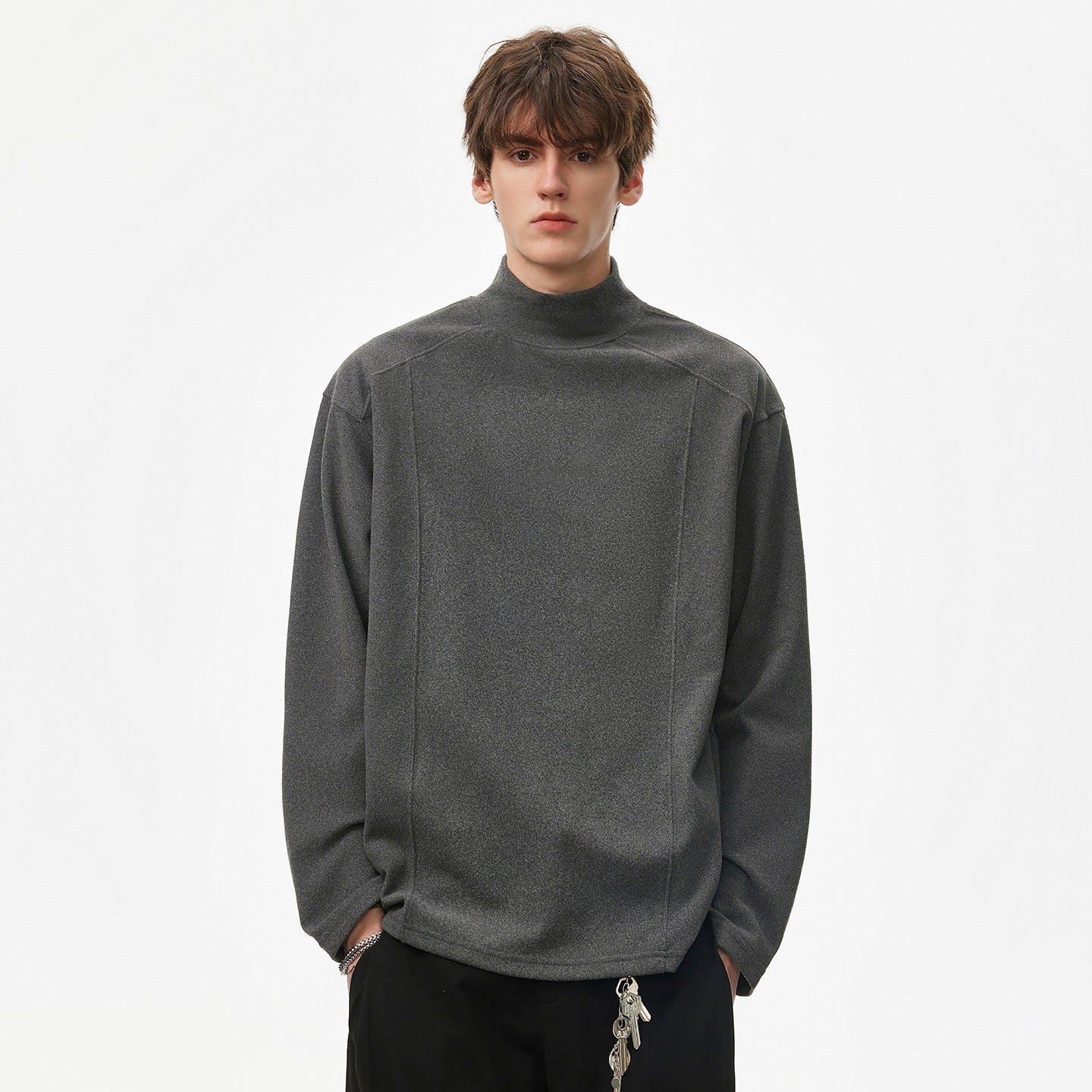 Men's Oversize Turtleneck Sweater made of soft cotton blend with raglan sleeves Chichicherry