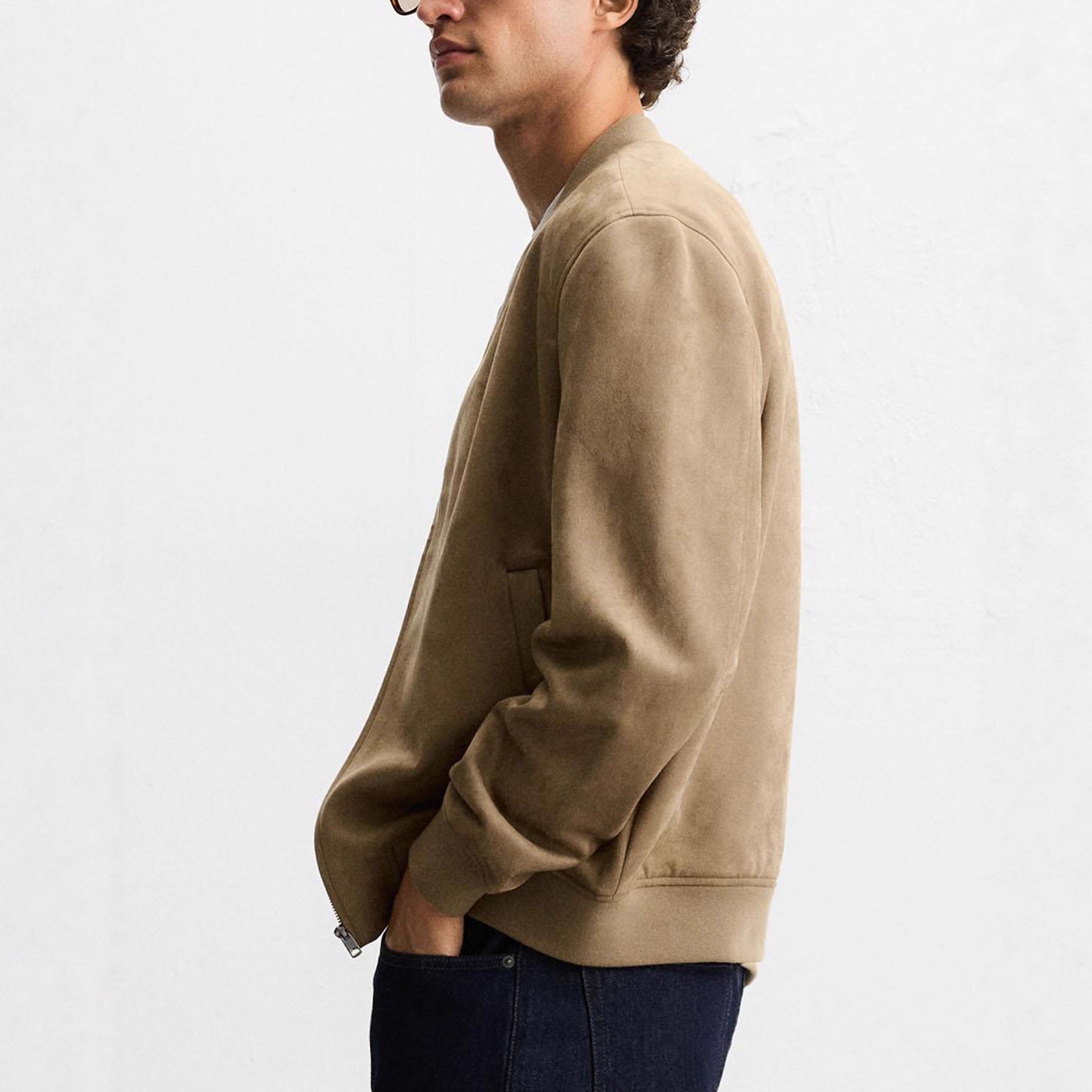 Men's suede bomber jacket with fine structure Chichicherry