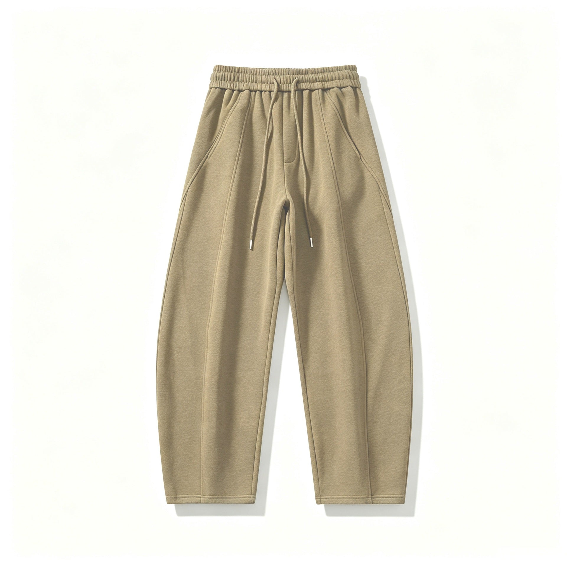 Women's High-Waisted Jogging Pants in Sculpted Cut with Seams and Drawstring Chichicherry