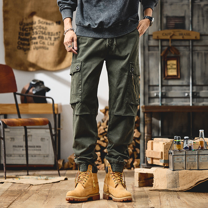 Men's Cargo Jogger Pants with Elastic Waistband and Multi-Pockets Chichicherry