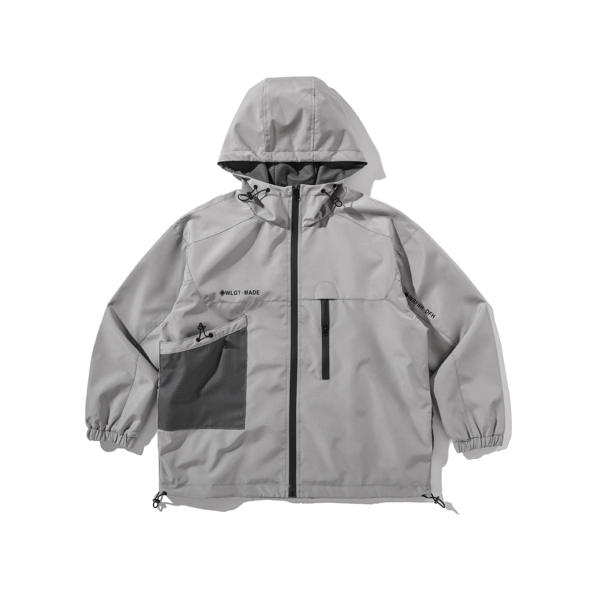Unisex Technical Shell Jacket with Hood, Utility Pockets and Drawstring Chichicherry