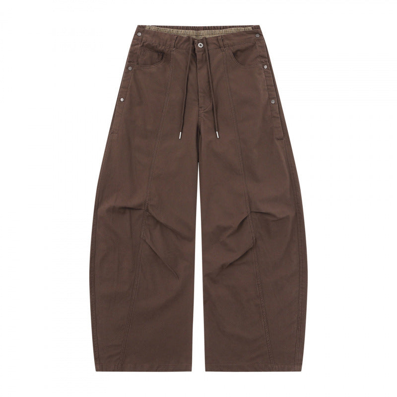 Unisex Wide Balloon Pants with Elastic Waistband, Drawstring, and Distinctive Seam Panels Chichicherry