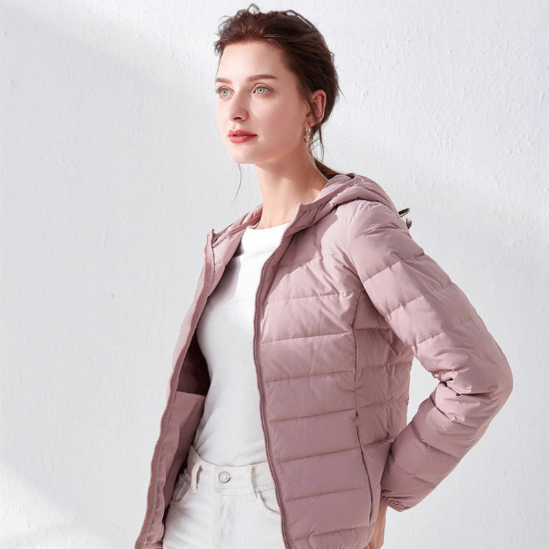 Women's Lightweight Quilted Short Jacket with Stand Collar and Tailored Fit Chichicherry
