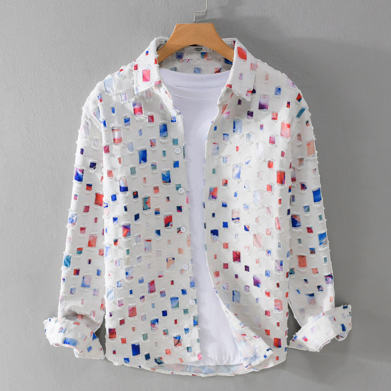 Unisex Lightweight Structured Shirt with Square Cut-Outs and Oversized Fit Chichicherry