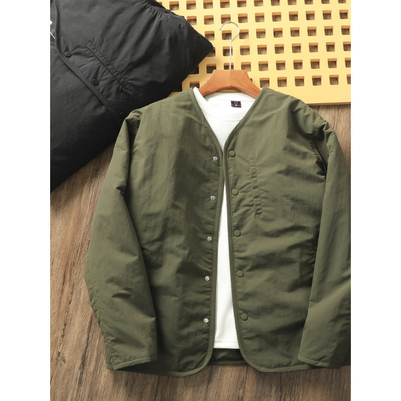 Herren Leicht wattierte Thermo-Linerjacke mit Druckknopfverschluss und gerundetem Saum Chichicherry