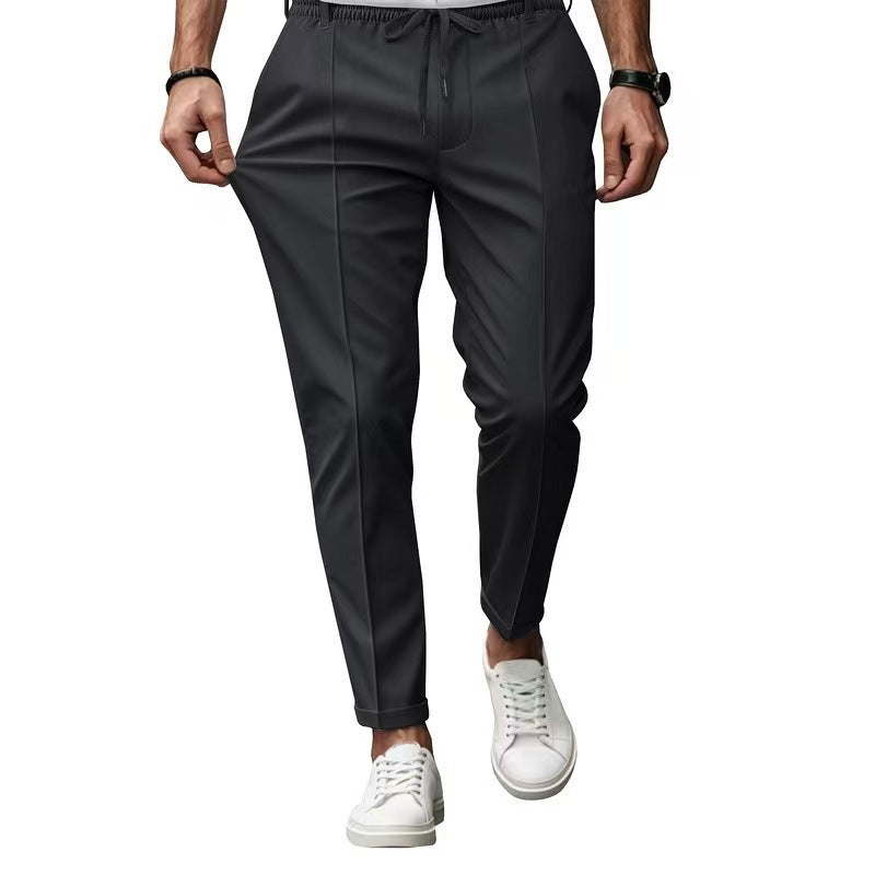 Men's elegant straight-cut chino jogging pants with crease, elastic waistband and drawstring Chichicherry