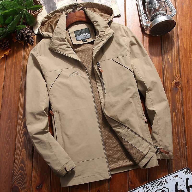 Men's Lightweight Softshell Trekking Jacket with Hood, breathable mesh lining and chest zipper Chichicherry