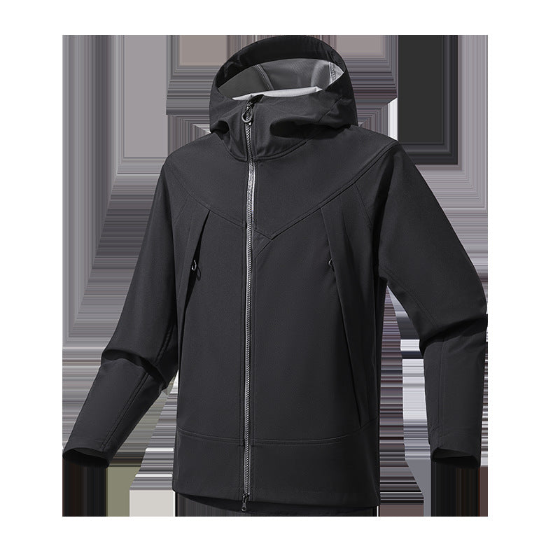 Men's Lightweight Softshell Hoodie Jacket with Windproof Breathable Membrane and Ergonomic Cut Chichicherry