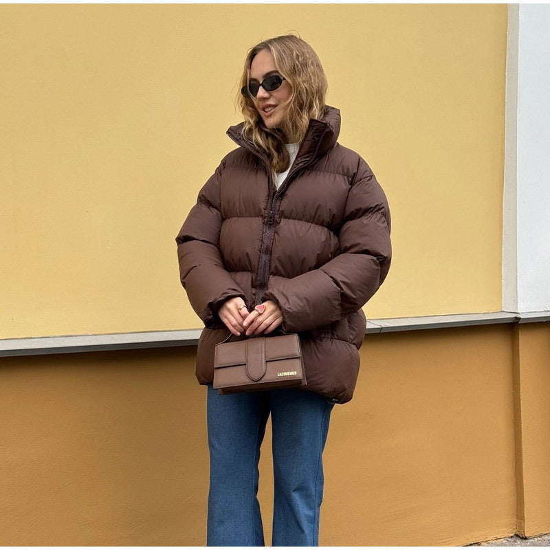 Women Padded Oversized Padded Jacket with Volume Sleeves and Removable Hooded Collar Chichicherry